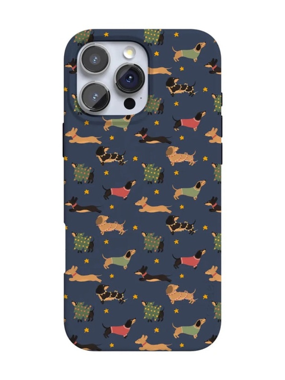 iPhone 15 pro dachshund case, holiday theme, doxies, wiener dog, Christmas